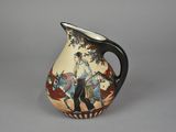 a vase with a picture of a man and a woman on it