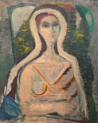 Ecole XXème. Portrait de femme Huile sur toile, mesurant 80 … - Photo 1