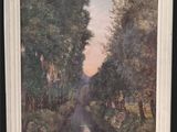 an image of a painting of a river in a wooded area