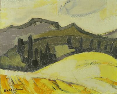 Emile BELLET (1941-2022). Champ de blés. Huile sur toile. Si…