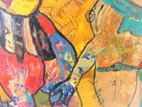 une peinture représentant un homme et une femme sur un mur