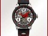montre pour homme avec bracelet en cuir noir et détails rouges
