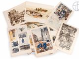 many pictures of a bunch of different things on the table