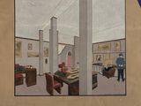 un tableau représentant un homme debout dans un salon