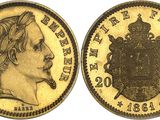 a gold coin with a portrait of a man and a coat of arms