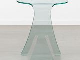 an image of a glass side table with a curved glass top