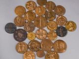 a lot of coins that are on the table
