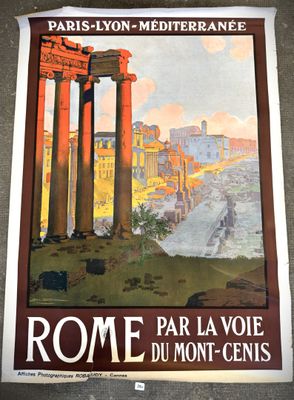 french travel poster of the roman city of pompeii