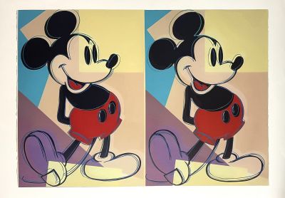 painting of a mickey mouse character in two different poses