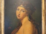 a painting of a woman with long hair in a gold frame
