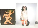 deux photos d'une femme nue et un tableau représentant une femme nue