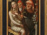 une image représentant un tableau où l'on voit une femme assise sur un banc à côté d'un homme
