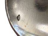 a silver spoon with a bug on it on a white surface