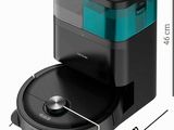 a close up of a black and blue coffee maker on a white background