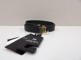 michael korsch black leather belt with gold buckle and id card