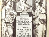 an old book with a picture of a woman holding a sword