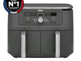 a close up of an air fryer on a white background