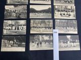 several old black and white photographs of people playing baseball