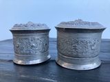 paire de salières et poivrières anciennes en métal argenté