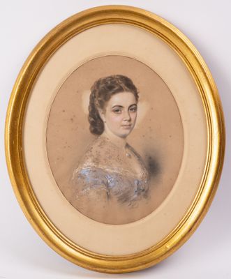 Ecole française vers 1850, portrait de jeune femme, pastel s…