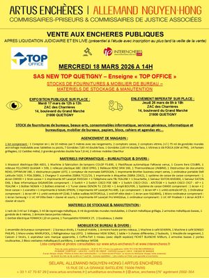 publicité de la vente TOP OFFICE QUETIGNY