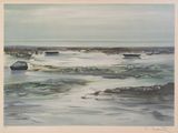 a picture of a painting of a boat in the water