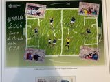 a picture of a picture of a soccer game on display