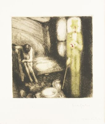 un dessin représentant un homme et une femme dans une pièce