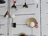 many lights hanging on the wall in the room