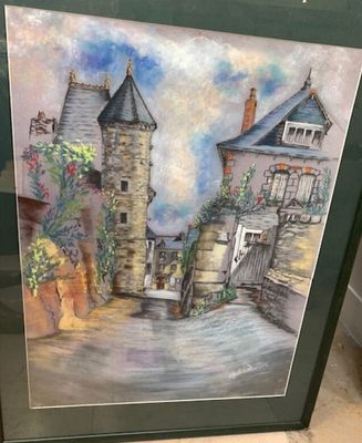 Ecole Française "paysage breton" pastel.
