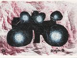 a painting of a pair of binoculars on top of a piece of paper
