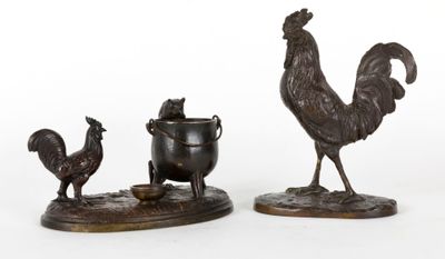 France vers 1900 Coq Bronze à patine brune H.