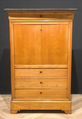 an image of a wooden cabinet with a marble top