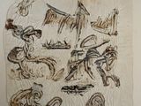a drawing on a piece of paper on the wall