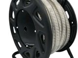 a close up of a reel on a stand with a white background