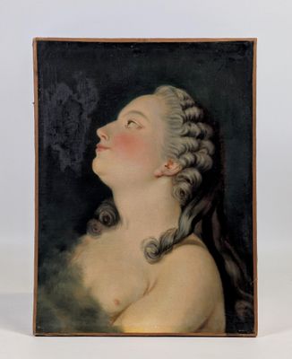 portrait de profil d'une femme aux tresses, dans un tableau en noir et blanc