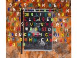 an image of a painting of a blackboard with letters on it