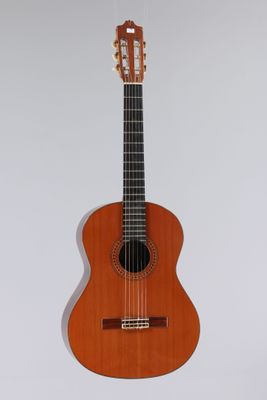 gros plan d'une guitare acoustique sur fond blanc