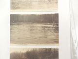 three pictures of people in a boat on the water