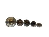 an image of a set of four metal knobs on a white background