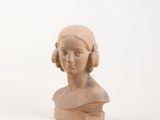 an image of a sculpture of a woman ' s head on a white background