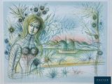 an image of a drawing of a woman with flowers in her hair
