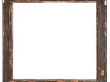 an old wooden frame with a white background