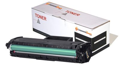 a black toner is sitting next to a white box