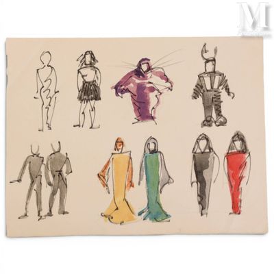 MATHIEU Georges (1921-2012) Aquarelles