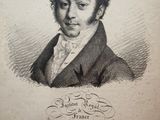 a black and white drawing of a man in a suit and bow tie
