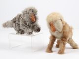 deux peluches posées sur une table