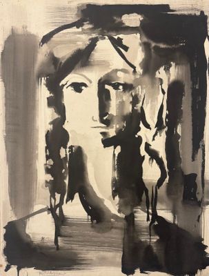 une image représentant un tableau où l'on voit un homme et une femme marchant dans une rue