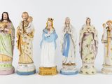 seven figurines of jesus, mary, joseph, and joseph