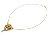 collier plaqué or orné d'un oiseau et d'une perle, monté sur une chaîne